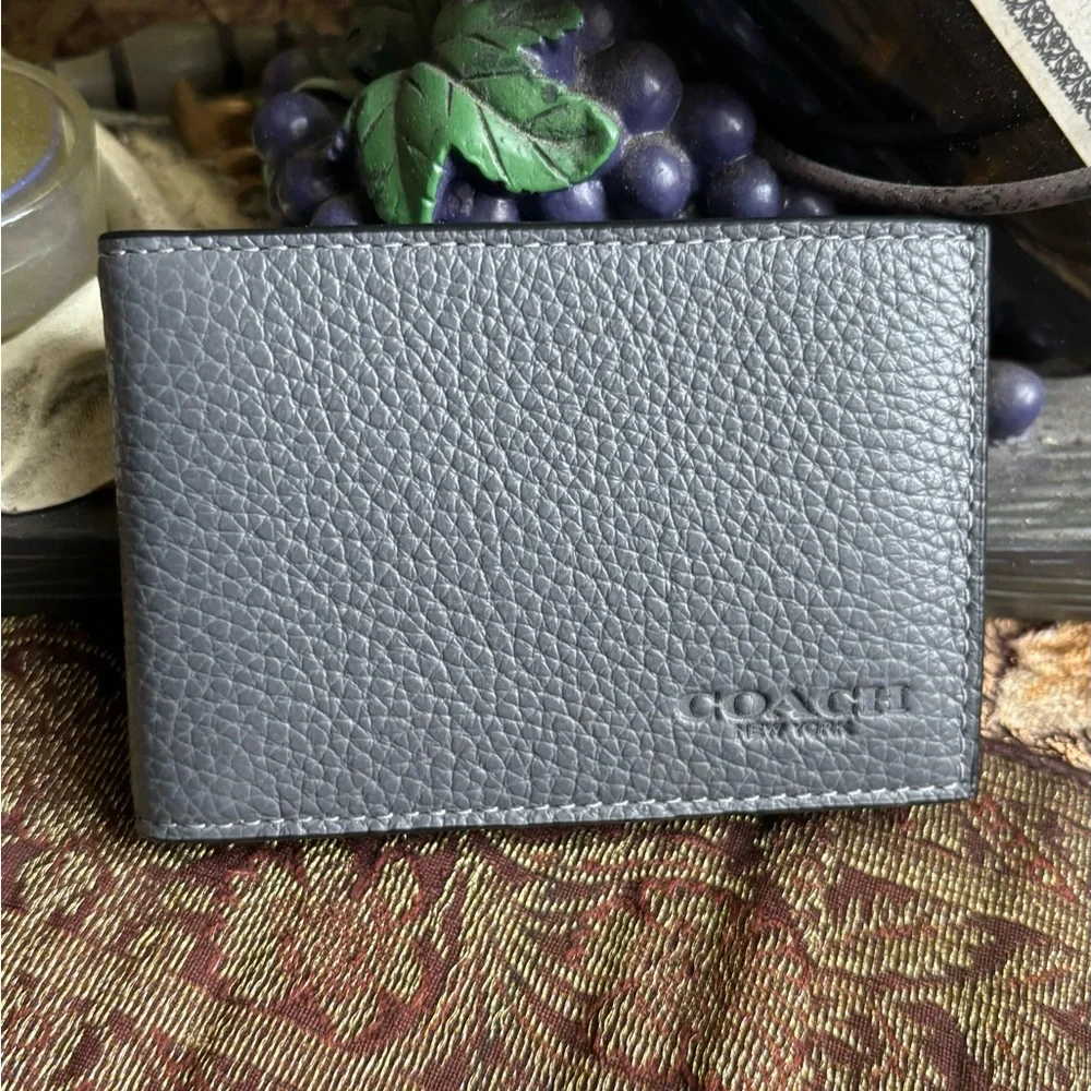 Authentic COACH pebbled leather bifold card/ID wallet
